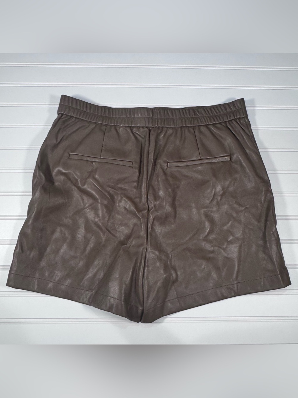 Steve Madden Chocolate Brown High-Waist Faux Leather Shorts: Large - Picture 3 of 7